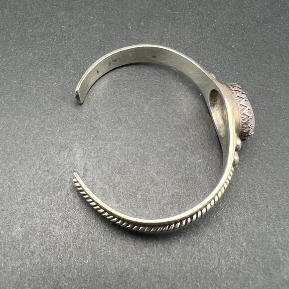 Relios Carolyn Pollack Amethyst Sterling Cuff Bracelet Bezel Set Southwestern - Picture 3 of 10